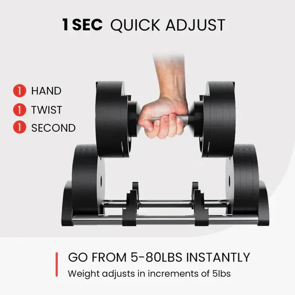 Digital Adjustable Dumbbells 5-80LB | Smart Control for Workouts