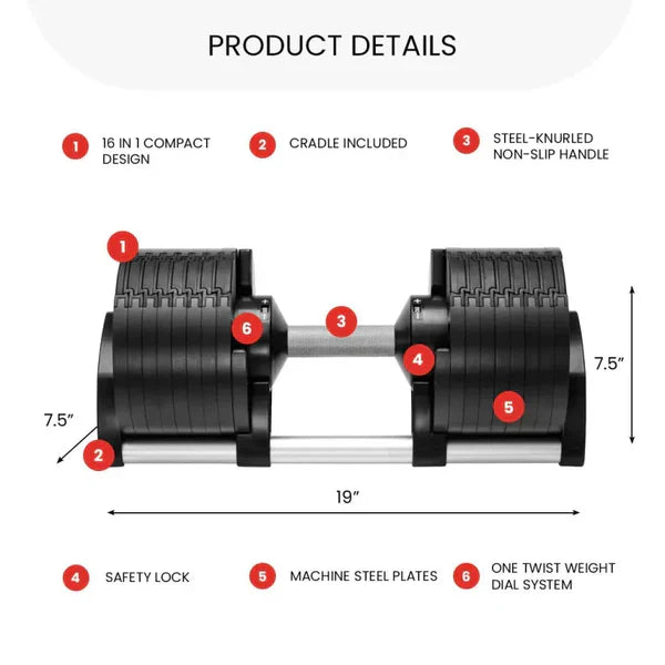 Digital Adjustable Dumbbells 5-80LB | Smart Control for Workouts